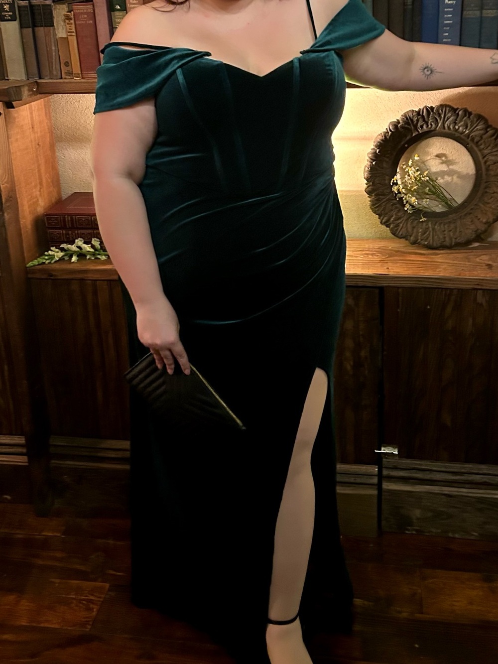 Azazie Jas Emerald Green Velvet Gown Multiple Ways to Wear - Picture 5 of 7